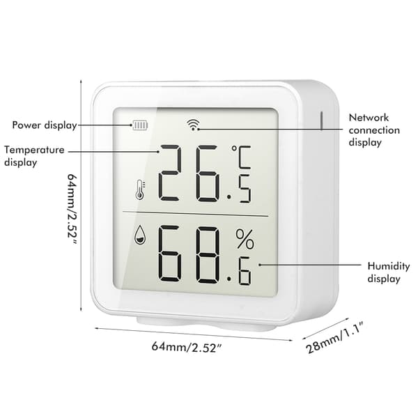 Smart WiFi Luftfuktighetssensor Hygrometer Utomhus Inomhus Termometer Digital LCD-display Temperatur- och Luftfuktighetsmätare