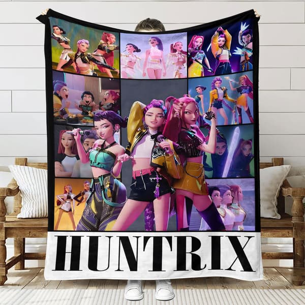 Huntrix K-Pop Printed Blanket | Flannel Throw Compatible with Sofa & Bed (Anime Theme)]SNT048]70+100cm SNT048 SNT048 70+100cm