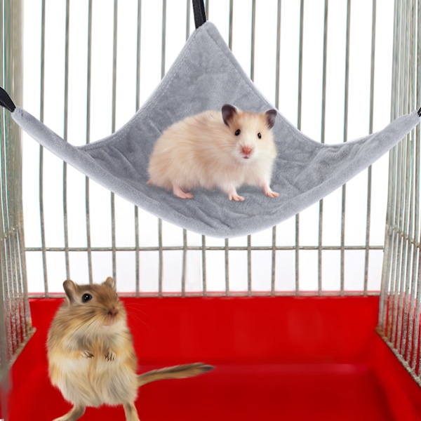 Litet husdjur Triangel Hängmatta Hängsäng för ekorrhamster Sugar Glider Marsvin (grå)