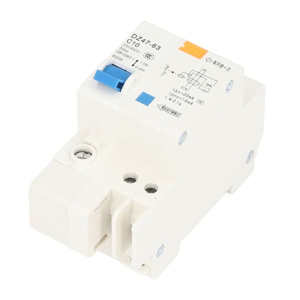 Strømbryter Mini MCB 1P+N 10A 230V 400V 30mA 6000A Brytekapasitet Kompatibel med hjem