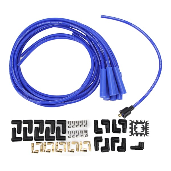 【NX】8.5mm 180 Degree Spark Plug Wire Set with Dustproof Cap, Replacement Compatible with Chevy 8-Cylinder Models, Blue