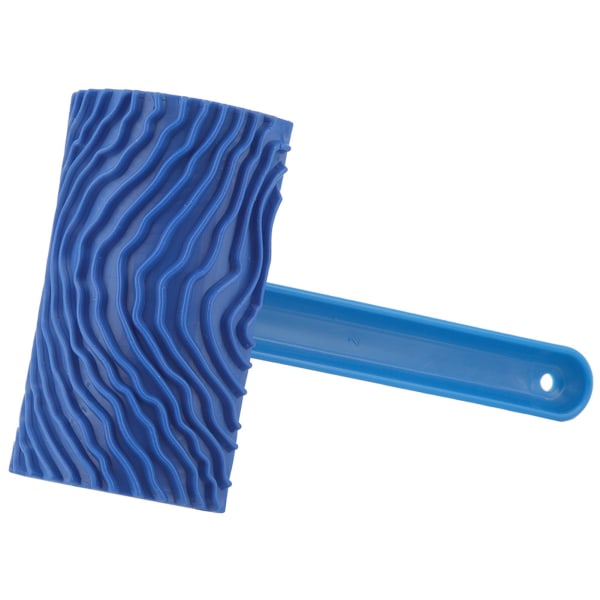 Blå gummimålningsrulle med träeffekt och handtag, gör-det-själv-verktyg för väggdekoration