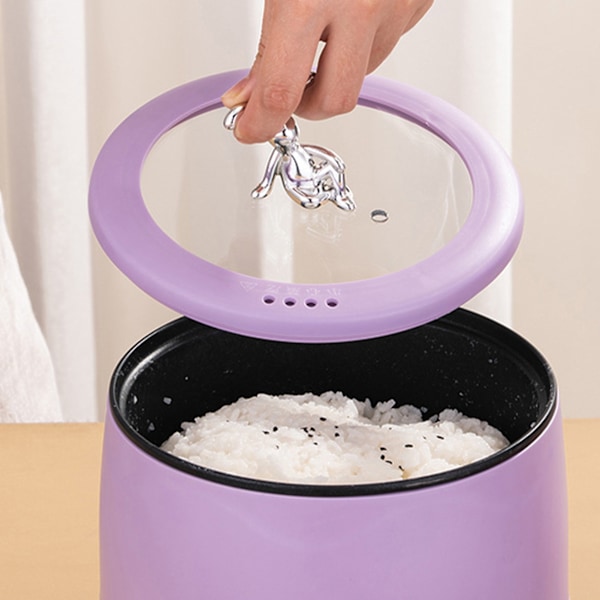 Mini riskokare 1,8L Non Stick Smart elektrisk riskokare för spannmålssoppa Grötgrytor EU-kontakt 220V Lila
