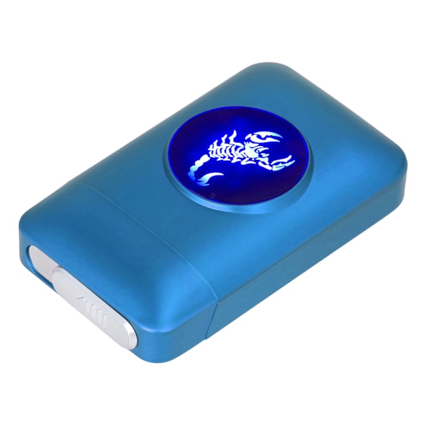 USB uppladdningsbar cigarettfodrallåda med vindtät tändare som håller 19 st 84 mm till 100 mm cigaretter Blue Scorpion