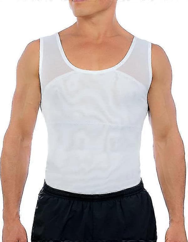 Herr bröstkompressionströja för att dölja gynekomasti Moobs white XXL