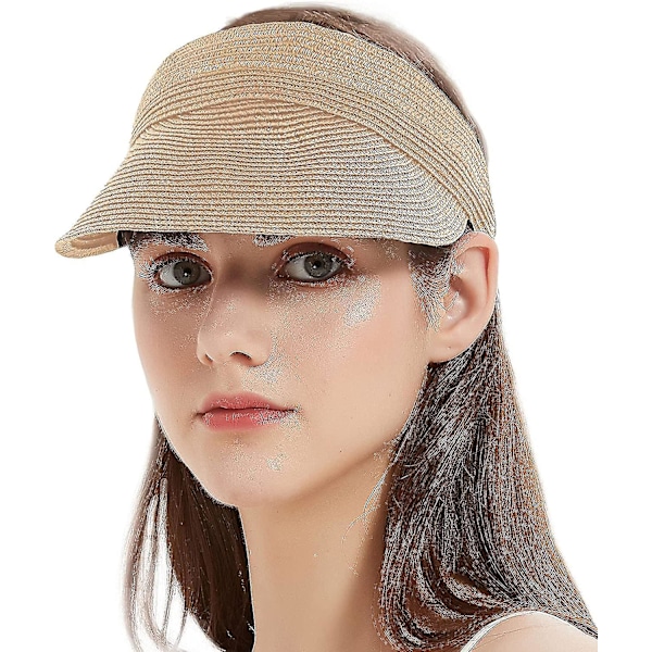 Brettbar Solhatt i Halm for Kvinner - Beige