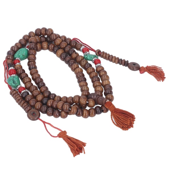 Buddhistiske Bedekrans 108 Perler Yak Ben Etnisk Stil Mørk Bærbar Rosenkrans Meditation Yoga Rosenkrans Halskæde til Healing