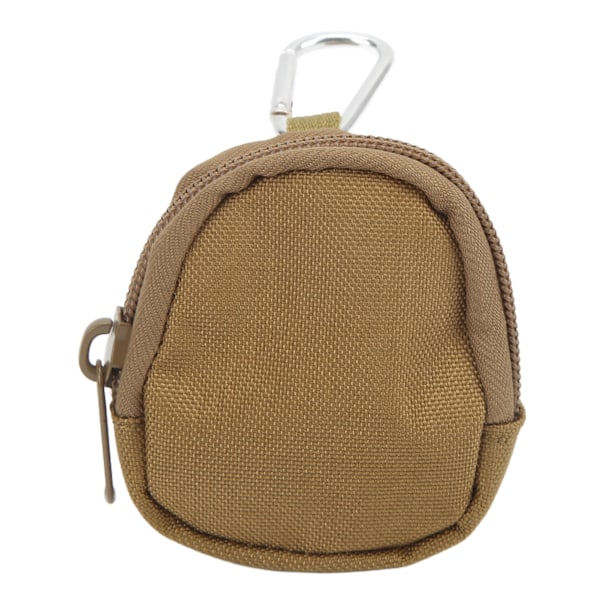 Mini Nyckelväska Bärbar Slitstark 1000D Rund Nylon Bärväska med Triangelspänne för Utomhus Hörlurar Tan