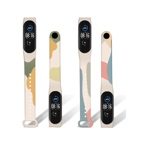 Färgglad rem kompatibel för Xiaomi Mi-band 3/4/5/6 Mjuk TPU-ersättningsarmband för handledsrem