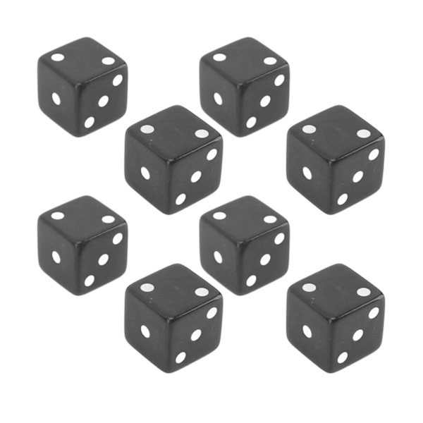 8 stk 6-sidige terninger Sett Utdannings Square Corner Terninger Standard Spill Terninger Interaktivt Brettspill Terninger for Hjem Klasserom Svart