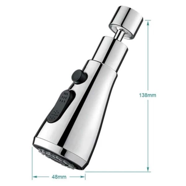 【NX】Kranmunnstykke med dusj, kompatibel med kjøkkenkran, spruthode, 3 moduser silver