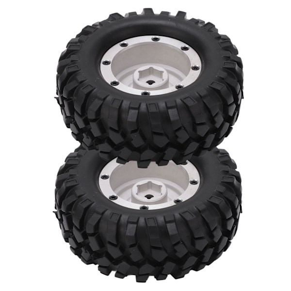 2 kpl 1,9 tuuman metallivanteet navat ja 96 mm kumirenkaat setti Tamiya CC01 D90 RC-autolle Hopea