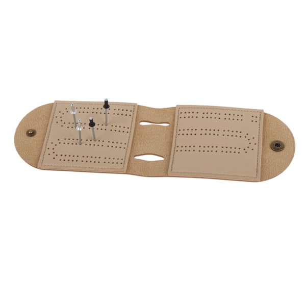 Læder Cribbage Brætspil Sæt med Nål Letvægts Brun 2 Spor Læder Spilpose Scoreboard til Pepple Over 8
