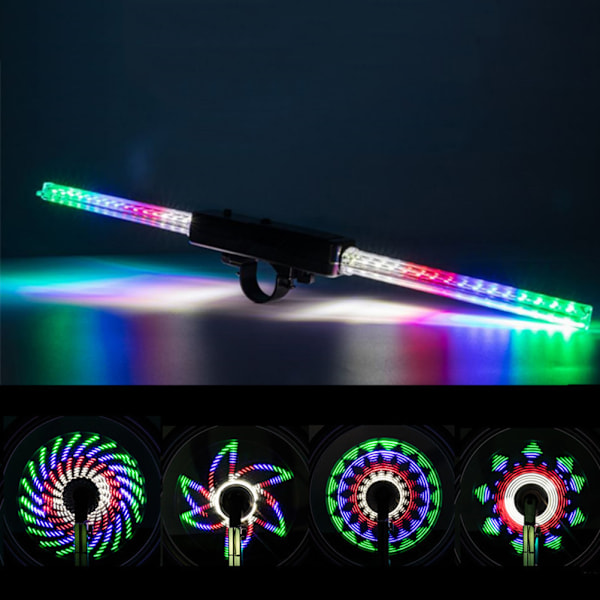 Wheels Spoke Light Vattentät Wheel Rim Lights Spoke Lights med 64 LED och 30 ändringsmönster för MTB-cykel