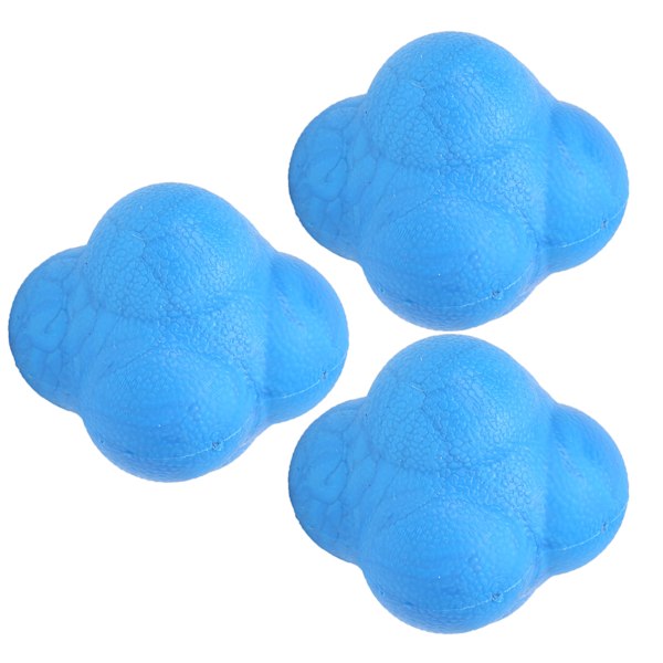 3st Hex Bounce Reaction Ball TPR Coordination Reflex Exercise Sport Fitness Training Ball Blå