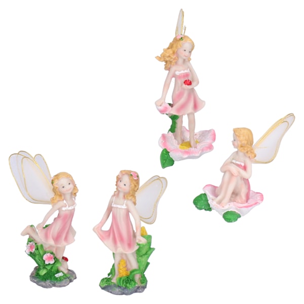 4 stk Fe-pynt Harpiks Fe-statue Miniatyrfigurer for Hage Veranda