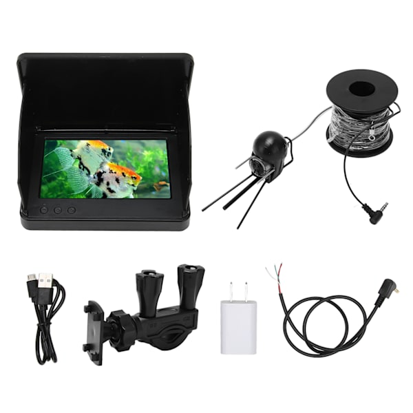 5 tuuman Fish Finder IPS HD 2000cd Yökuva IP68 vedenkestävä kalastuskameramonitori vedenalaiseen 100‑240V 30m / 32,8yd US-liitäntä