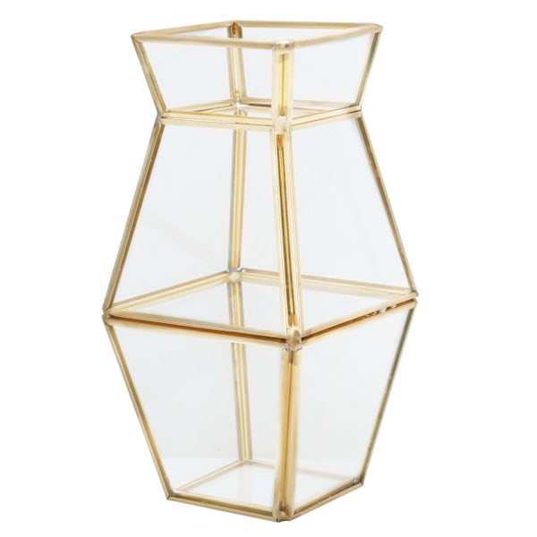 Geometrisk förvaringsbehållare av glas Inbäddad kopparremsa Vasformad blomkruka Planthållare