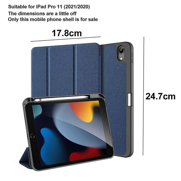 Deksel kompatibel med Ipad Pro 11 (2020/2021), Hard Back Flip Cloth Texture Flip Protective Case blue
