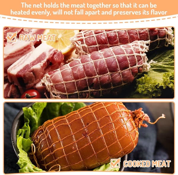Meat Roll Net - 5m Rolling Roasted Sausage Ham Elastic String Kitchen Grill Accessories White Stretchable for Cooking, Smoking, Storage and Hanging_yu
