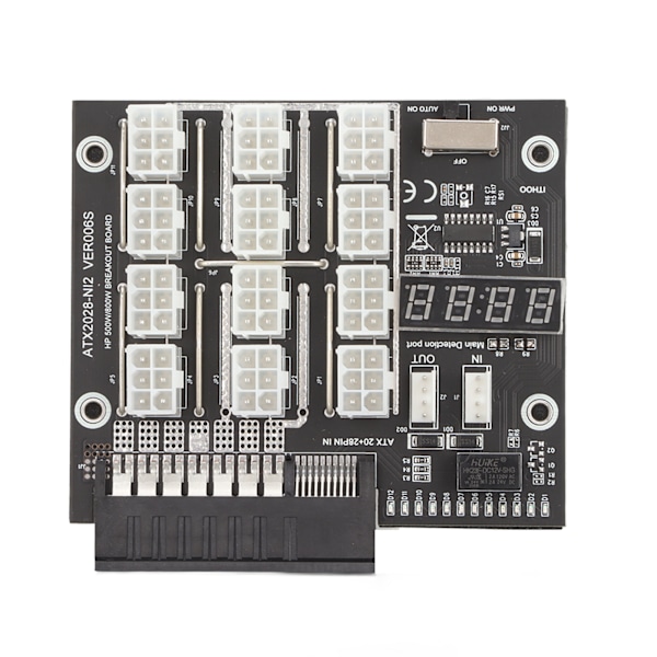 Mining GPU Breakout Board 12 Port 6Pin LED Spenningsvisning 2200Watt 12V Strømforsyningsmodul 800W PSU Breakout Board for HP GPU