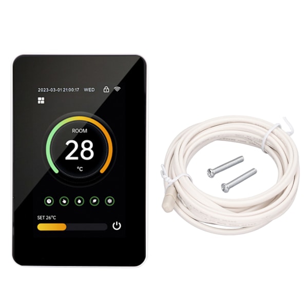 Smart WiFi Termostat Digital for Tuya App Control Hjem Gulvvarme Vertikal Skjerm 100‑250VAC 16A