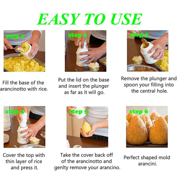 Arancini Maker Form, Diy Rice Ball Form, Multipurpose Rice Ball Maker Shake, hemlagad fylld köttpunktboll