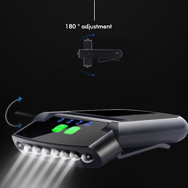 Clip On Hat Light USB Uppladdningsbar 6 LED-strålkastare Induktion LED-lampa för fiske Camping resor