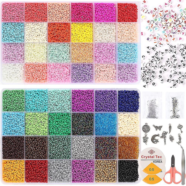 24 rutenett glassperler 48 farger løse perler Bakelakk perler Hirse perler sett