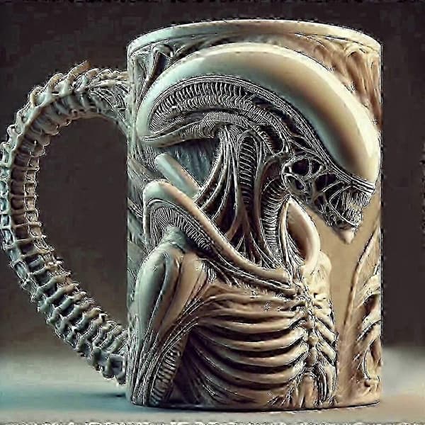 11oz Mugg - Alien Dricker Kaffe Mugg - Gåva Till Skräckfans 0619 black