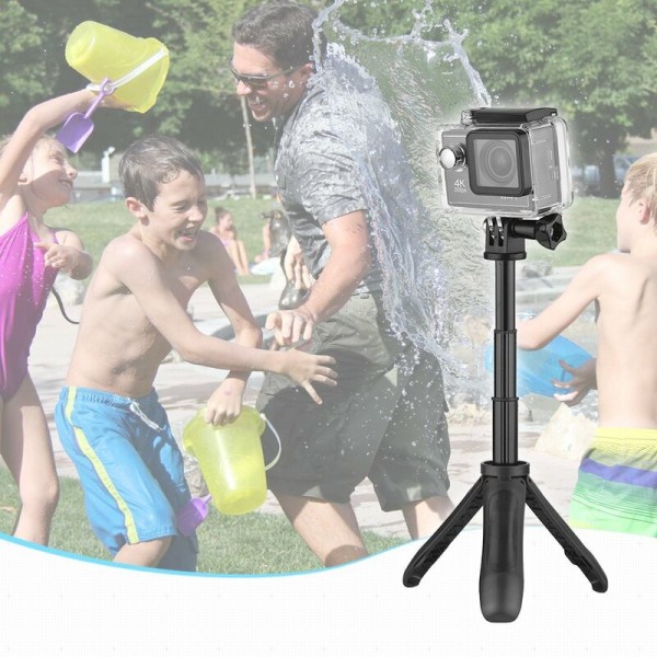 Mini Extension Selfie Stick Stativhandtag för GoPro Hero 3/5/4/3+3 för Yi Lite/4k/4k+ för SJCAM/Andoer/AKASO sportactionkamera, modell: Röd