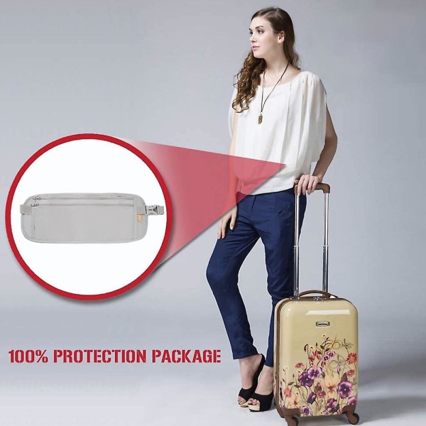 Pengarbälte för resor - smal passhållare resepåse för att skydda dina viktiga papper och pengar grey