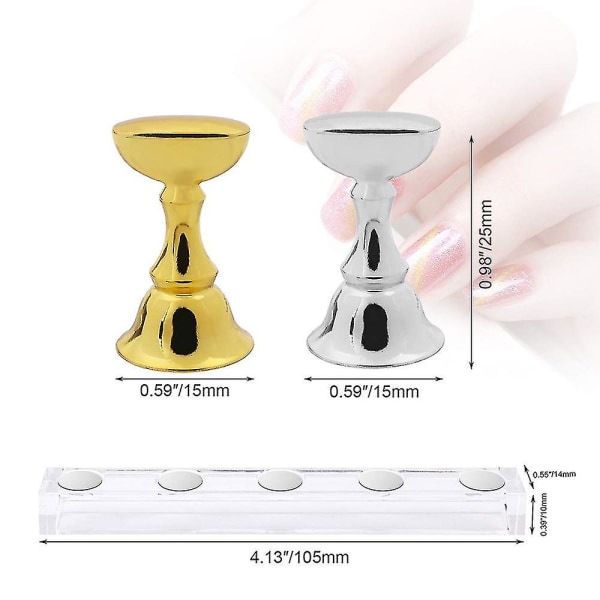 2 sæt Akryl Nail Art Practice Stand Magnetic Nail Tip Holder Training combination1