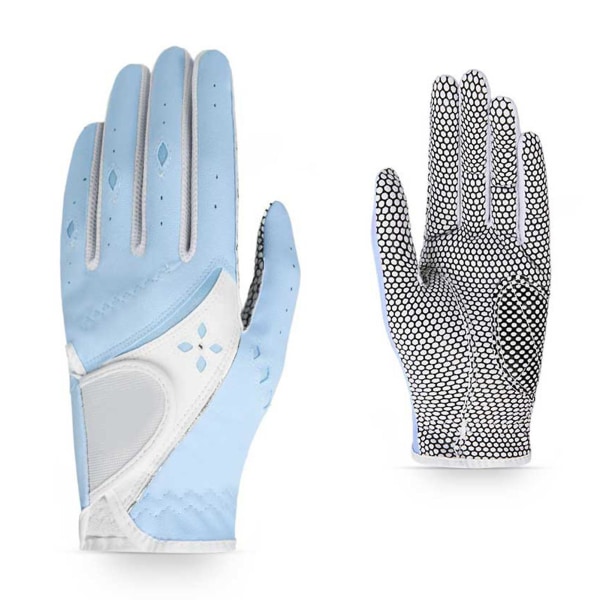 Pu Läder Kvinna Golfhandskar Andningsbara justerbara halkfria handskar för män Kvinna Sporttillbehör Blue Size 19