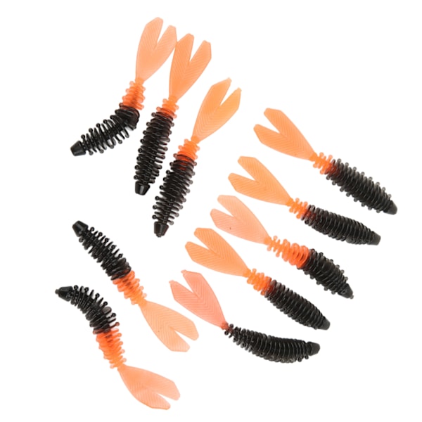 10 stk. Fiskesoft Lures Dobbelt Hale Design Blød Levende Udseende Spiral Stripe Fiskesoft Lures til FiskeriB