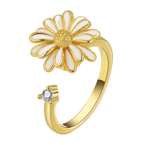 Gull Sølv koreansk mote personlighet smykker Creative Running Flower Ring