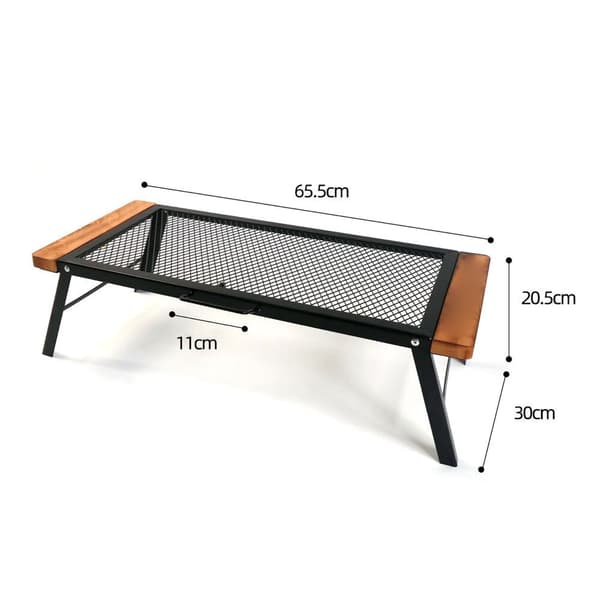 Udendørs foldbart netbord Vandtæt grillbord Bærbart sidegrillbord i træ Bord og stofpose