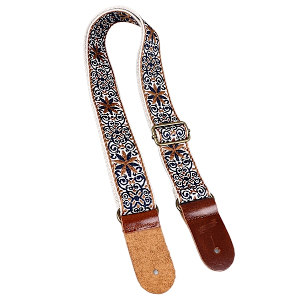 Broderad ukulelerem Etnisk stil Justerbar längd Nylonläder Bekväm passform Ukuleleaxelrem Style 1