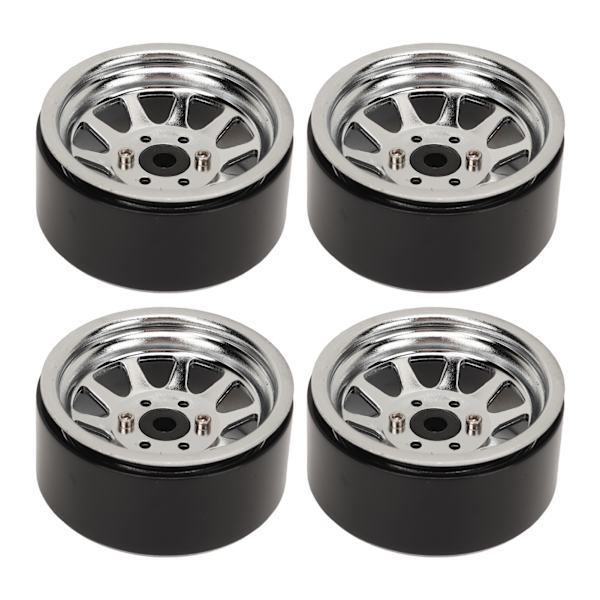 4 kpl RC-vanteiden vanteen sarja sinkkiseos terästä Universaali 1,9 tuuman 10 vanteen RC-raakelin auton vanteen napa Axial SCX10 II III Hopea