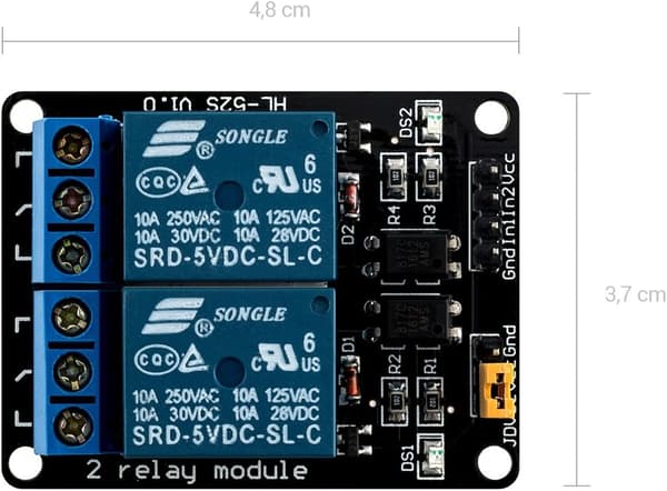 3x 2-kanals relæmoduler - 5V modulkit - Kort med optokobler til Arduino- og Raspberry Pi-kompatible mikrocontrollere