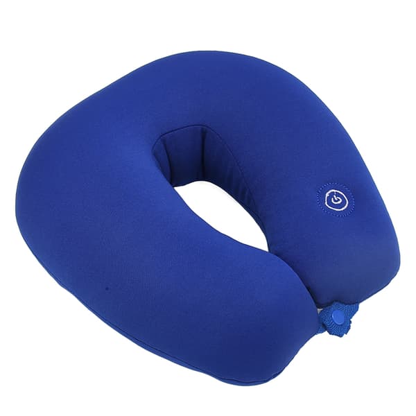 Resekudde Memory Foam U-formad elektrisk vibration Meddelande Flygplan Nackmeddelande Kudde Blå