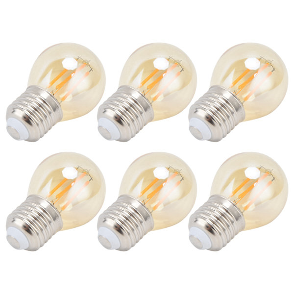 6 stk Vintage LED-lampe Gull Glass Dimbar G45 E27 4W Glødelamper Varmt lys 360LM