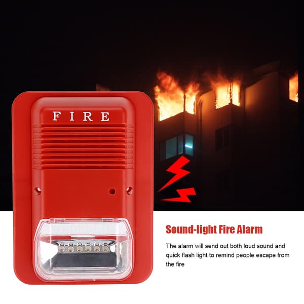 Lyd & Lys Brandalarm Advarsel Strobe Horn Alert Sikkerhedssystem Sensor Kompatibel med Hjemmekontor Hotel