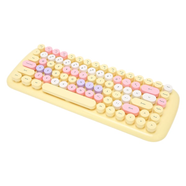 Trådløst tastatur Mus Combo 84 taster 1600DPI Lettvekt Stille Retro Datatilbehør Sitrongul Blandet farge