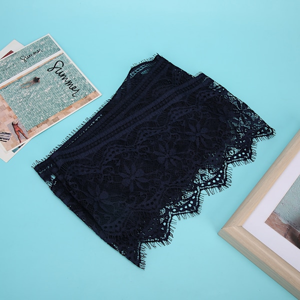 14,5 cm Polyester Silke Kläder Broderi Spets DIY Klänning Hantverk Tyg Kläder Dekoration Marinblå