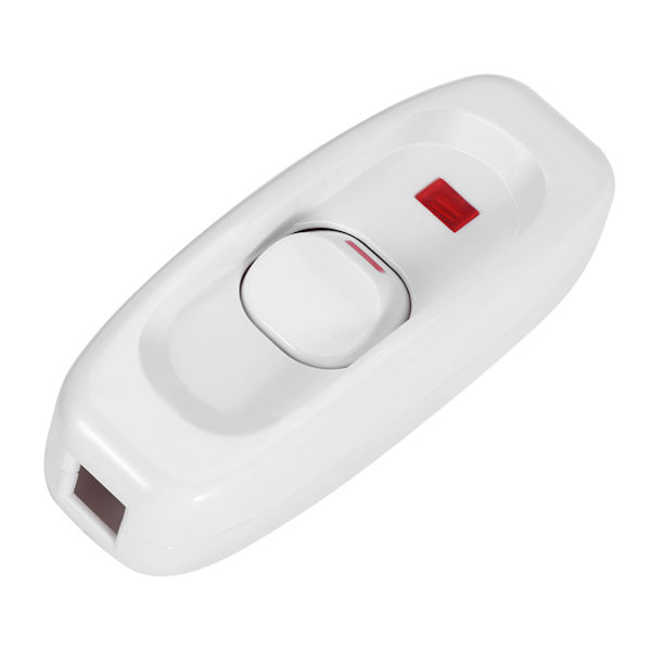 AC 250V 10A Inline PÅ/AV Bord-/Skrivebordslampe Ledningsbryter med LED-indikatorlampe Hvit