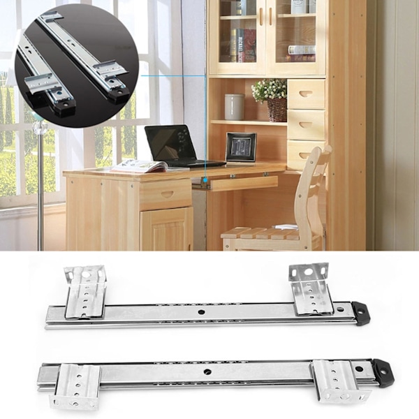 2 stk tykt koldvalset stål computerbord tastatur glidebane beslag (hvid)