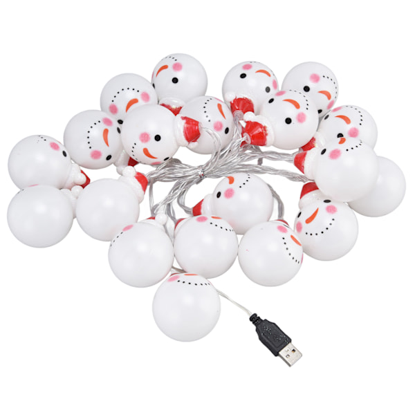 LED Snowman String Lights USB Strömförsörjning 20 färgade ljus Juldekoration ljus String för trädgårdar innergårdar