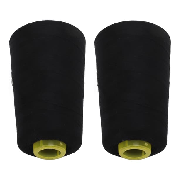 2 stk 402 Serger Tråd Premium Polyester Fray Resistant Fadeless Slidstærk Robust Meget brugt sort tråd