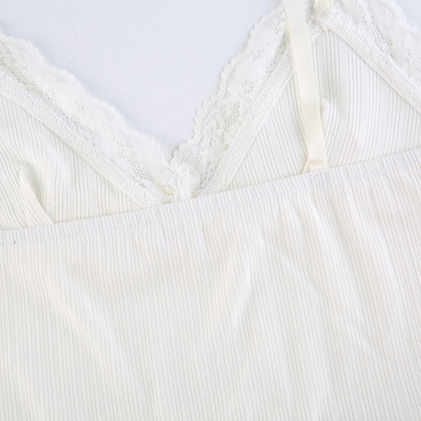 Spids Splicing Snøre Lille Vest Ins Style Dam Sexig Slim Kort Crop Halter Top